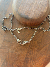 Load image into Gallery viewer, Clasped hands necklace.  Sterling silver, joined hands, 3mm sterling rolo chain in the length of your choosing