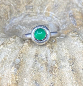 SWALK nugget ring with Green Onyx. Sterling silver handmade ring.  Made to order in your size.