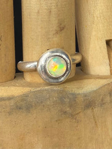 SWALK nugget ring with Ethiopian opal. Sterling silver handmade ring.  Made to order in your size.