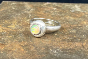 SWALK nugget ring with Ethiopian opal. Sterling silver handmade ring.  Made to order in your size.