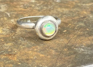 SWALK nugget ring with Ethiopian opal. Sterling silver handmade ring.  Made to order in your size.