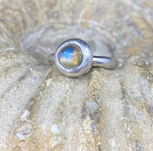 Load image into Gallery viewer, SWALK nugget ring with Labradorite. Sterling silver handmade ring.  Made to order in your size.