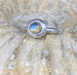 SWALK nugget ring with Labradorite. Sterling silver handmade ring.  Made to order in your size.