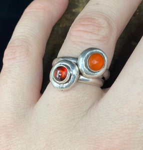 SWALK nugget ring with faceted carnelian.  Sterling silver handmade ring.  Made to order in your size.