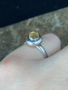 SWALK nugget ring with faceted lemon quartz.  Sterling silver handmade ring.  Made to order in your size.