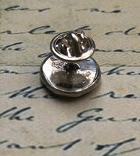Load image into Gallery viewer, skull tie tack - sterling skull wax seal pin - &#39;as you are so once was I&#39;. memento mori.  antique wax letter seal.