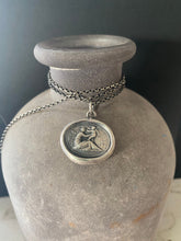 Load image into Gallery viewer, It should ever be thus....Antique wax letter seal impression. Sterling silver hand made pendant. Tassie seal with Cupid and Psyche.