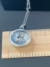 Load image into Gallery viewer, It should ever be thus....Antique wax letter seal impression. Sterling silver hand made pendant. Tassie seal with Cupid and Psyche.