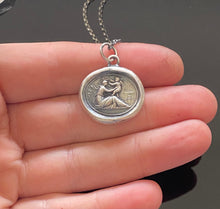 Load image into Gallery viewer, It should ever be thus....Antique wax letter seal impression. Sterling silver hand made pendant. Tassie seal with Cupid and Psyche.
