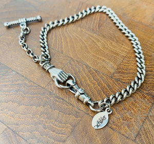 Victorian inspired, sterling silver, curb chain bracelet.