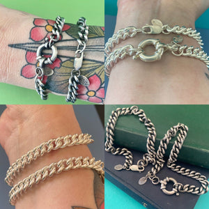 Unisex classic curb chain bracelet. Choice of clasp.  Choice of patina.  Made to order in your size.