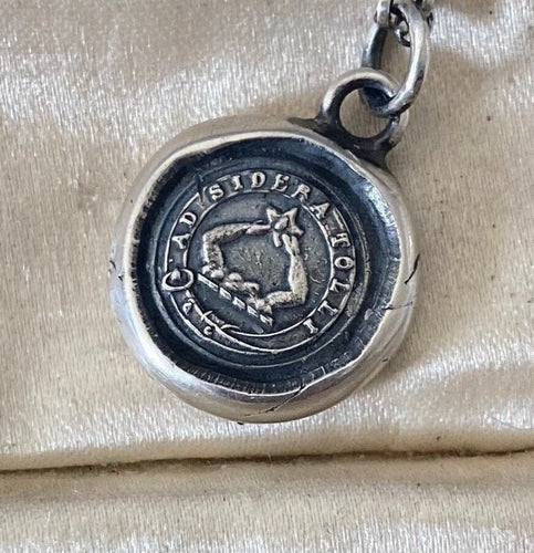 Ad sidera tolli…… to the stars. Antique wax letter seal. Reach for the stars. Solid sterling silver handmade pendant.