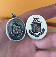 Load image into Gallery viewer, Hard work pays off.  Diligentia ditat.  Latin inscribed antique wax letter seal pendant.  Handmade sterling silver meaningful amulet.