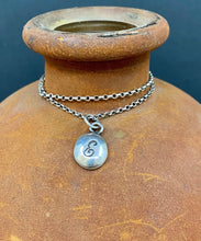 Load image into Gallery viewer, Initial add on…. Sterling silver letter. Handmade initial E charm. Initial E necklace.