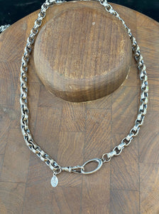 A super solid sterling silver chain.  With Albert clasp and charm holder. Heavy silver chain made to your size.