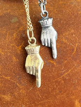 Load image into Gallery viewer, Adorable and quirky Victorian hand necklace in sterling silver.