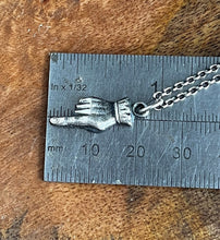 Load image into Gallery viewer, Adorable and quirky Victorian hand necklace in sterling silver.