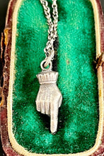 Load image into Gallery viewer, Adorable and quirky Victorian hand necklace in sterling silver.