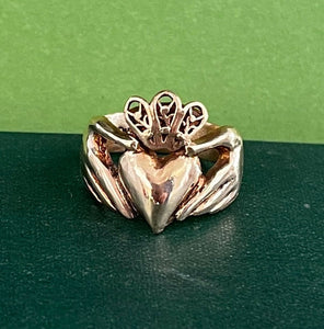 9ct gold Claddagh ring.  Handmade in Ireland. Original SWALK design. Heavy statement ring