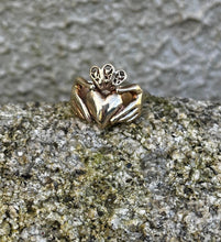 Load image into Gallery viewer, 9ct gold Claddagh ring.  Handmade in Ireland. Original SWALK design. Heavy statement ring