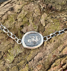 Welsh Dragon chain bracelet.  Choose your size.  Solid sterling silver chain bracelet.