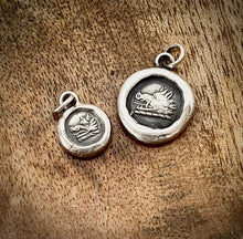 Load image into Gallery viewer, Wax Seal Pendant, sterling silver necklace, SMALLER Boars head pendant.Bravery and Perseverance,