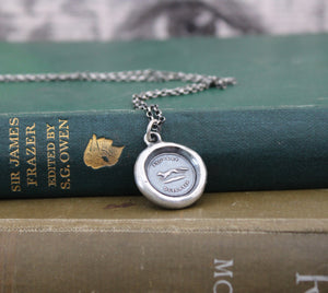 Let Knowledge Flourish….. Floreat Scientia.  Impression of antique wax seal in sterling silver. Sterling necklace, education, encouragement