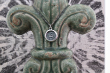 Load image into Gallery viewer, Let Knowledge Flourish….. Floreat Scientia.  Impression of antique wax seal in sterling silver. Sterling necklace, education, encouragement