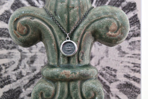 Let Knowledge Flourish….. Floreat Scientia.  Impression of antique wax seal in sterling silver. Sterling necklace, education, encouragement