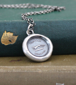 Let Knowledge Flourish….. Floreat Scientia.  Impression of antique wax seal in sterling silver. Sterling necklace, education, encouragement