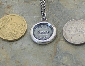 Let Knowledge Flourish….. Floreat Scientia.  Impression of antique wax seal in sterling silver. Sterling necklace, education, encouragement