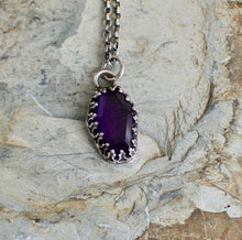 Load image into Gallery viewer, Amethyst Coffin, Sterling silver handmade pedant.  Memento Mori, remember you must die.