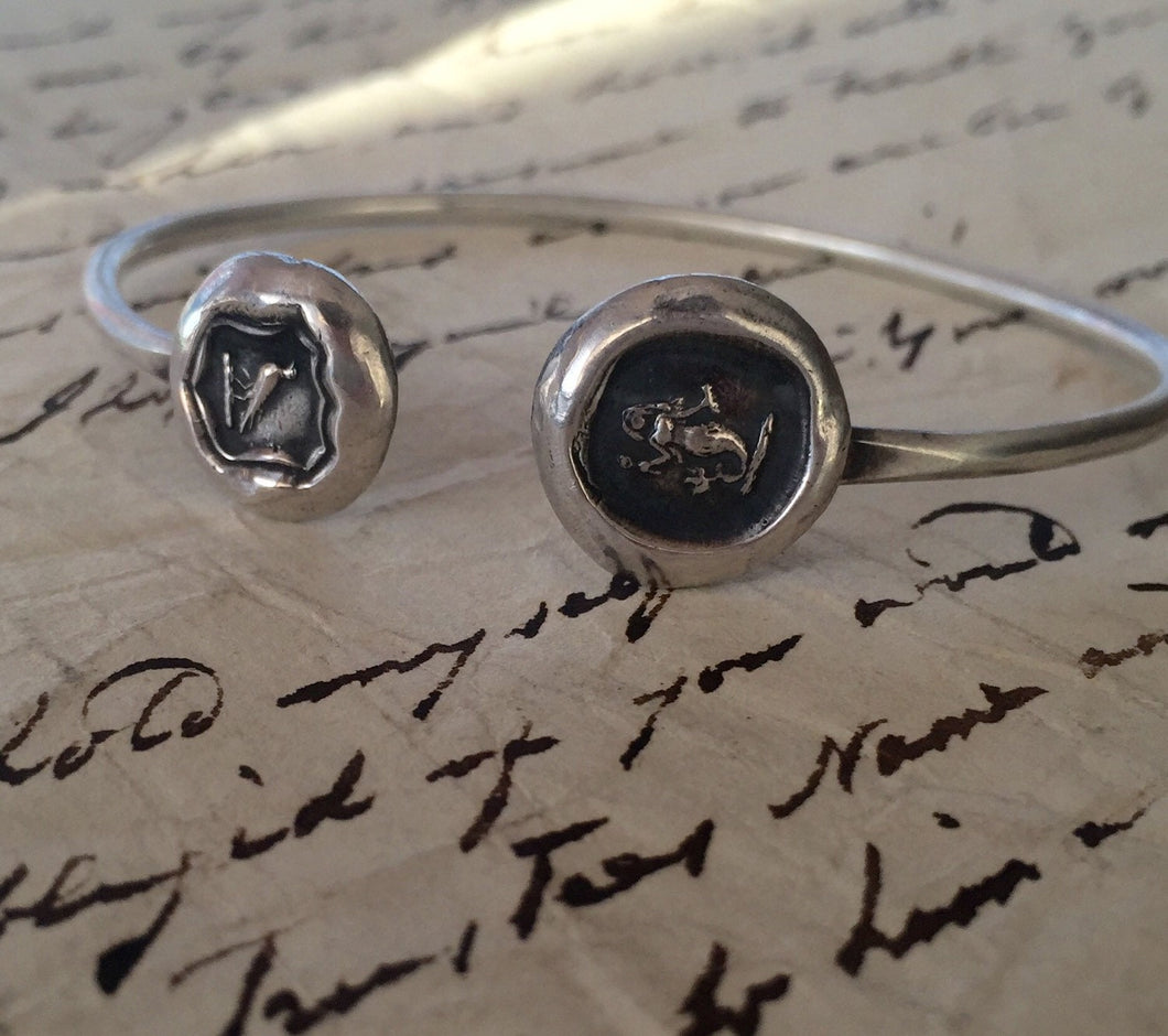 double cuff.... Eloquence and knowledge. Sterling silver.  Unisex, different sizes